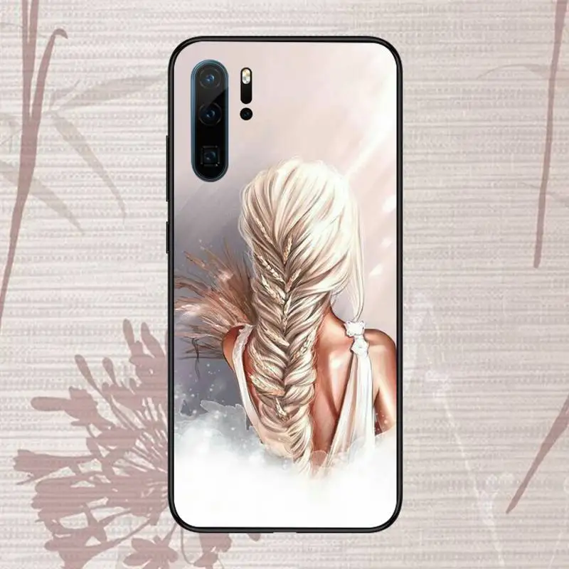 

Princess Girl Female coffee Phone Case For Huawei honor Mate P 9 10 20 30 40 Pro 10i 7 8 a x Lite nova 5t