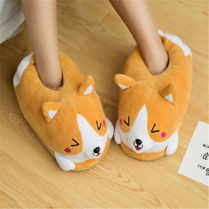 Женская зимняя обувь на меху с прекрасной мультяшной собакой женские домашние