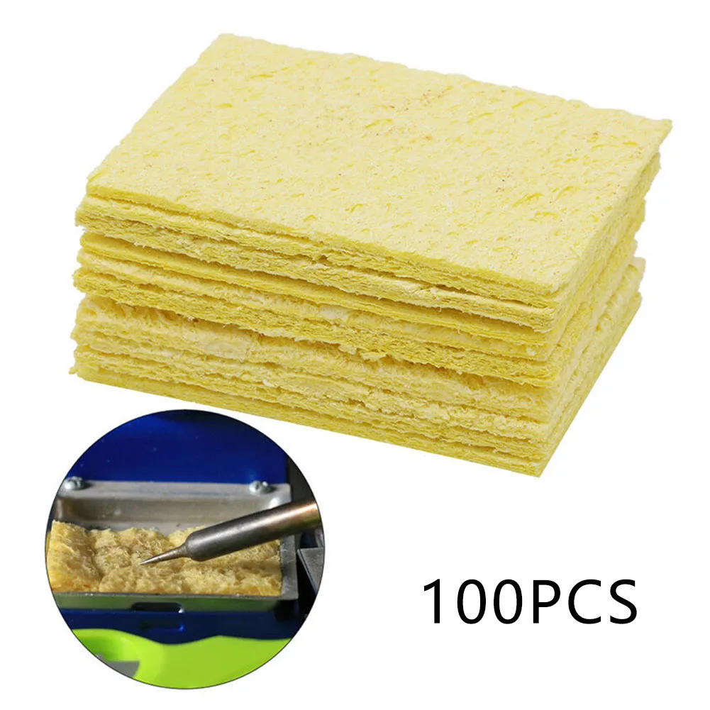 100pcs Cleaning Sponge Cleaner Soldering Iron Cleaning Pads Sponge Tip For Enduring Solder Welding Station Repair Tools