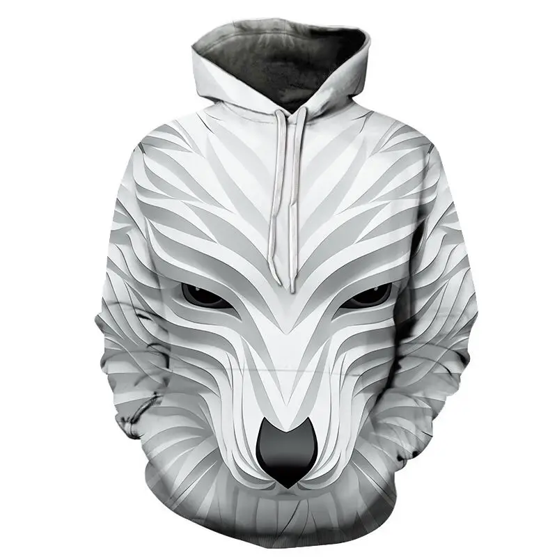 

2021 New Wolf Hoodie Men's Hoodie Autumn Hip Hop Hoodie Casual 3D Printing Sweater Pullover Wolf Hoodie
