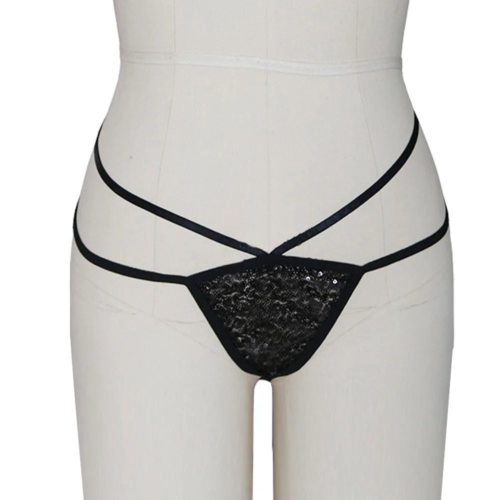 Топ Связывание Сексуальное белье с блестками стринги женские Женское нижнее