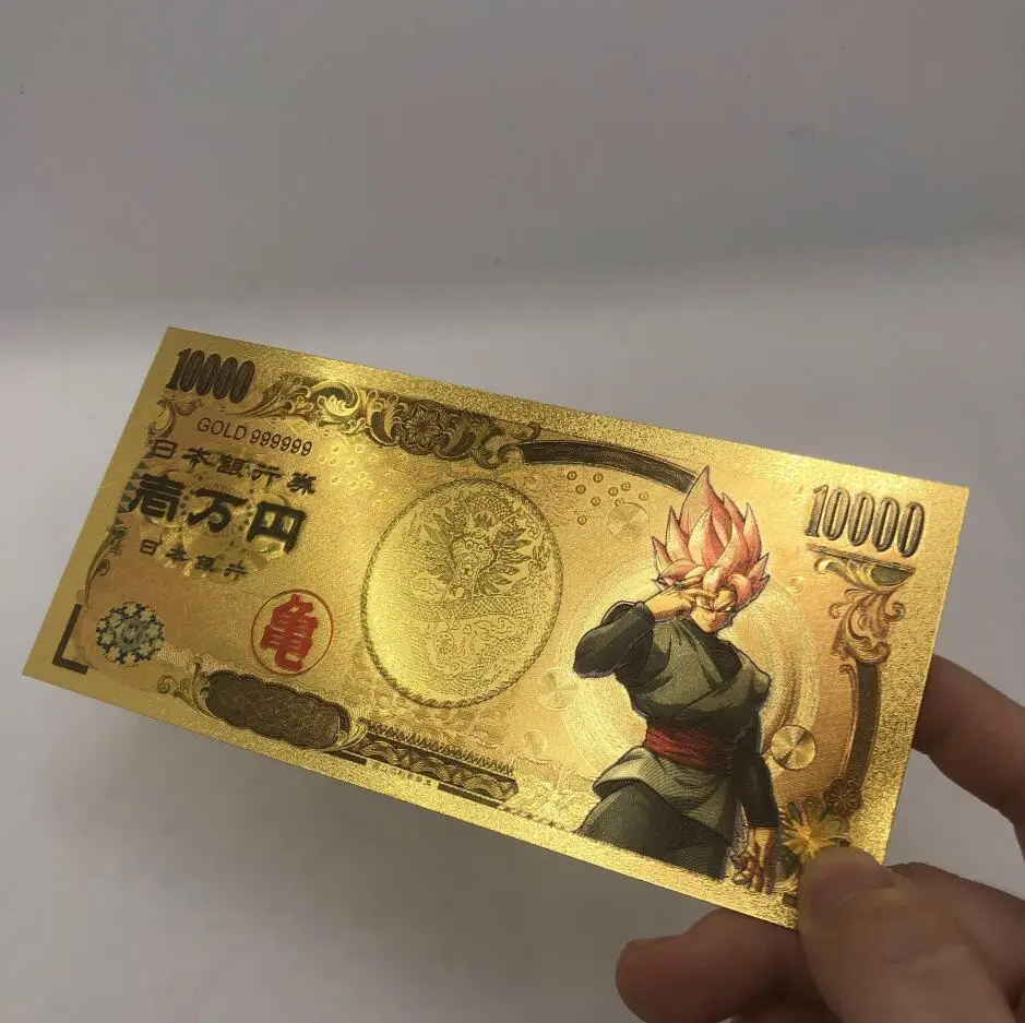 1 шт. Япония 10000 Йен банкнота Золотая фольга банкнота Qute dragon ball Sun Wukong позолоченная коллекция банкнот подарки - Цвет: 11