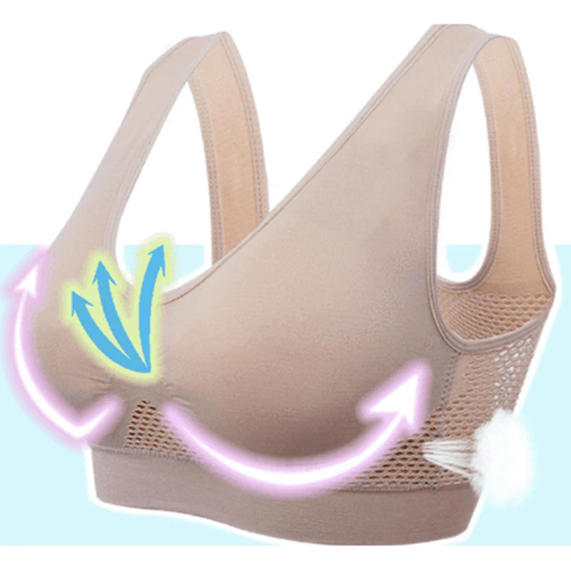 

Ultra-Comfort Hollow Mesh Sports Bra Breathable Plus Size Fitness Underwear A7