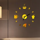Зеркальные настенные часы, самоклеящиеся современные аналоговые акриловые часы 40 см в диаметре, для кухни, для украшения кофе сделай сам, золотистыеСеребристыечерныекрасные
