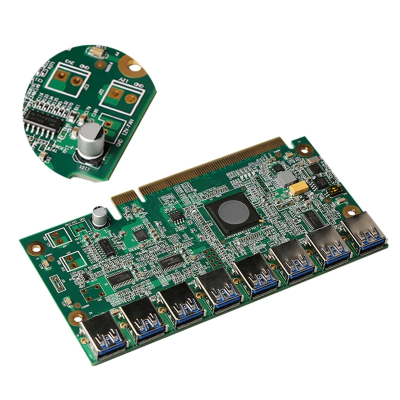 1 до 8 Pcie Miner Machine ie Card удлинитель Pci E 16X поворот портов Usb3.0 карты расширения Riser Btc Ltc