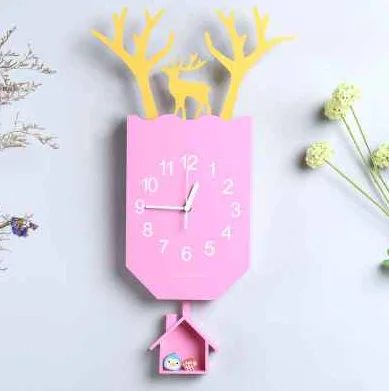 

Creative Deer Wall Clock Art Fashion Wooden Clocks Living Room Home Kitchen Office Table Wall Hanging Mute Simple Clock ZM99