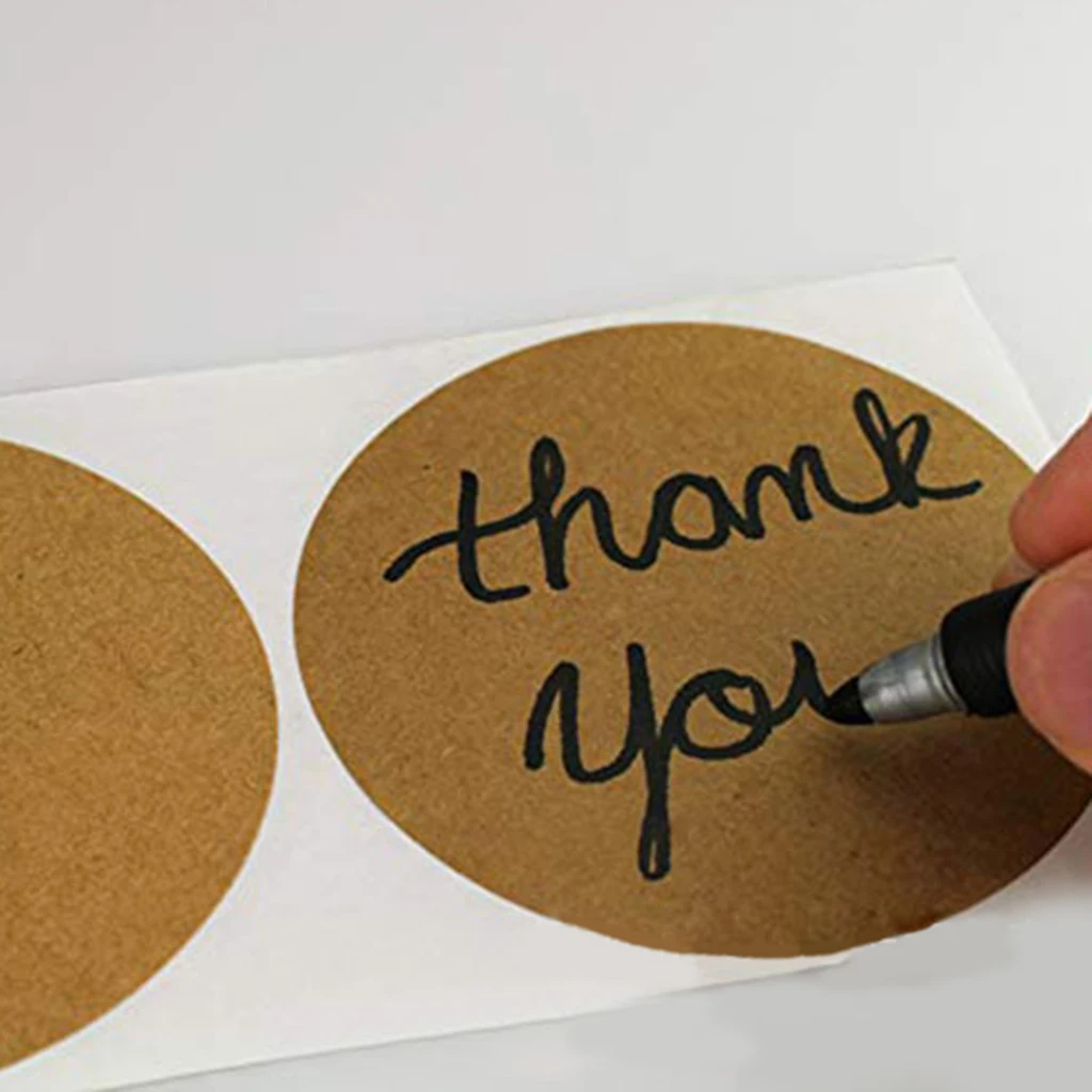 

500pcs Brown Kraft Blank Personalized Adhesive Stickers Labels Brown 25mm