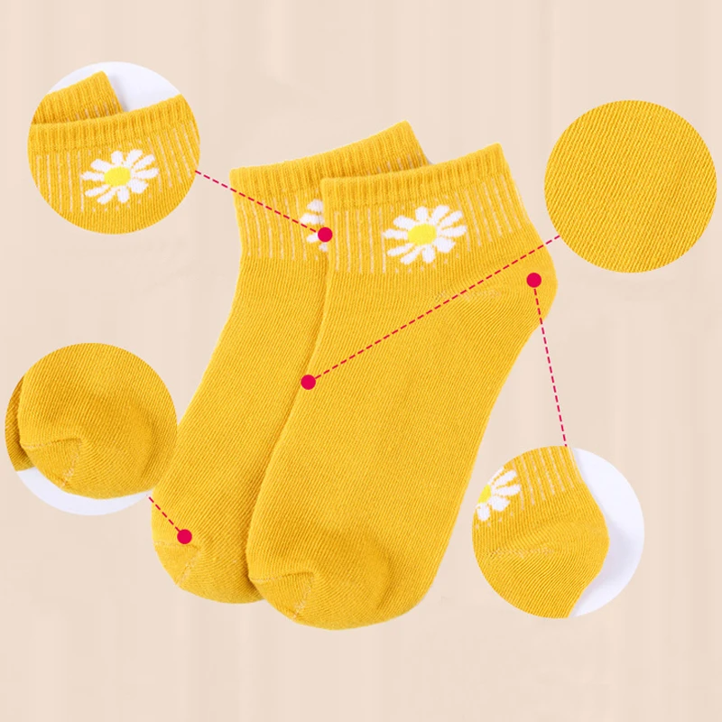 

Elifashion Spring summer Female Boat Socks Low socks Candy Color socks Fashion Small Daisy Short Socks Breathable Invisible Sock