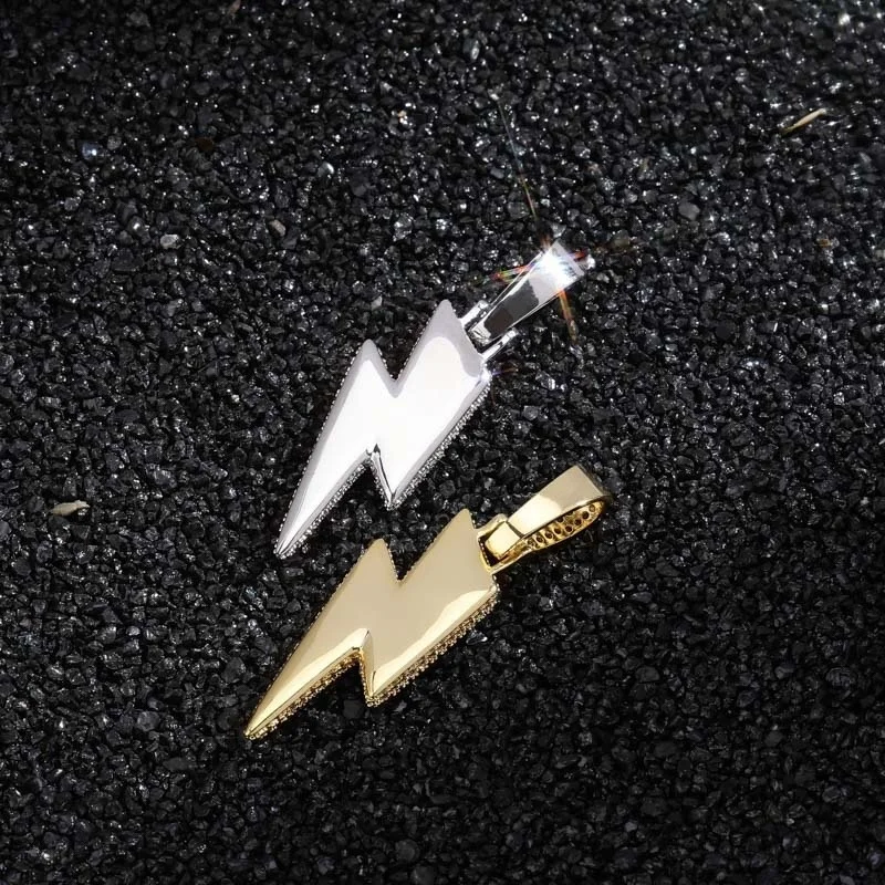 

2021 Jewelry Fashion Full zircon lightning Necklace Chains Hip Hop Party Biker Men's Pendant Necklace