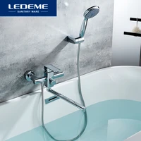LEDEME Shower Faucet Set Bathroom Bathtub Shower Faucet Bath Shower Tap Chrome Plated Shower Head Wall Mixer Tap L2233