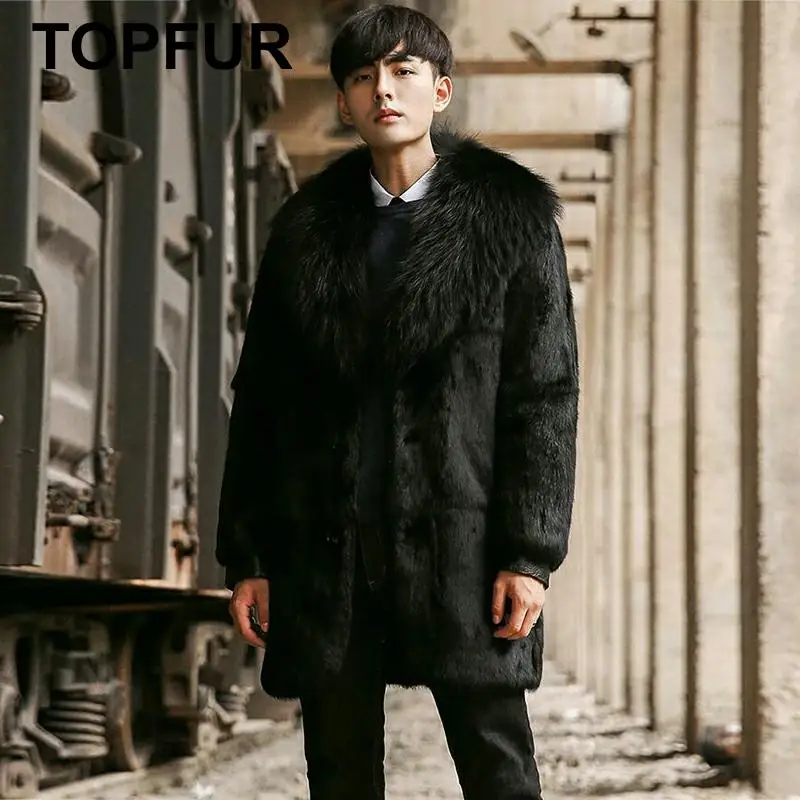 FURSARCAR черная модная Натуральная куртка с мехом кролика рекс лисьим меховым