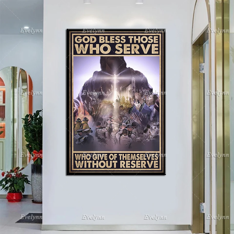 

Christian Gifts God Bless Those Who Serve Who Give Of Themselves Without Reserve Retro Poster Wall Art Prints Home Decor Canvas