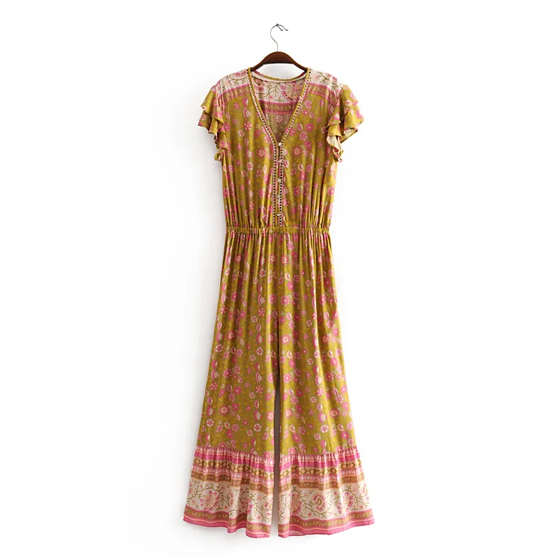 Комбинезоны Everkaki Boho с оборками, женские комбинезоны с поясом, регулируемые женские винтажные комбинезоны, женские комбинезоны, Новинка осени