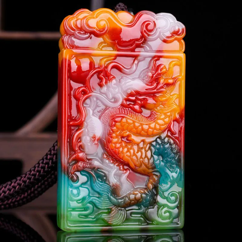 

Chinese Natural Color Jade Dragon Pendant Necklace Hand-Carved Charm Jewelry Accessories Fashion Amulet Men Women Lucky Gifts