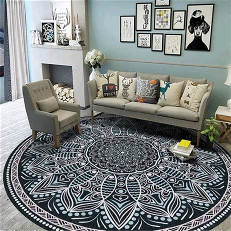 

Nordic Round Carpets for Large Living Room Home Decoration Modern Bedroom Lounge Rug Bedside Table Hall Non Slip Yoga Floor Mat