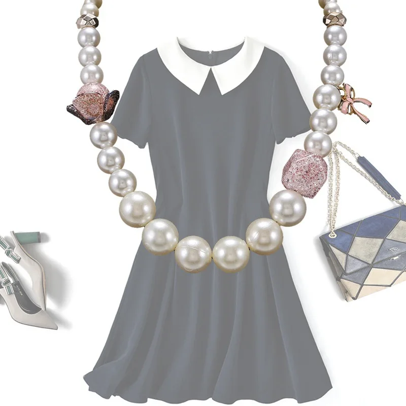 Многослойные ожерелья из искусственного жемчуга с бантом и геометрическим