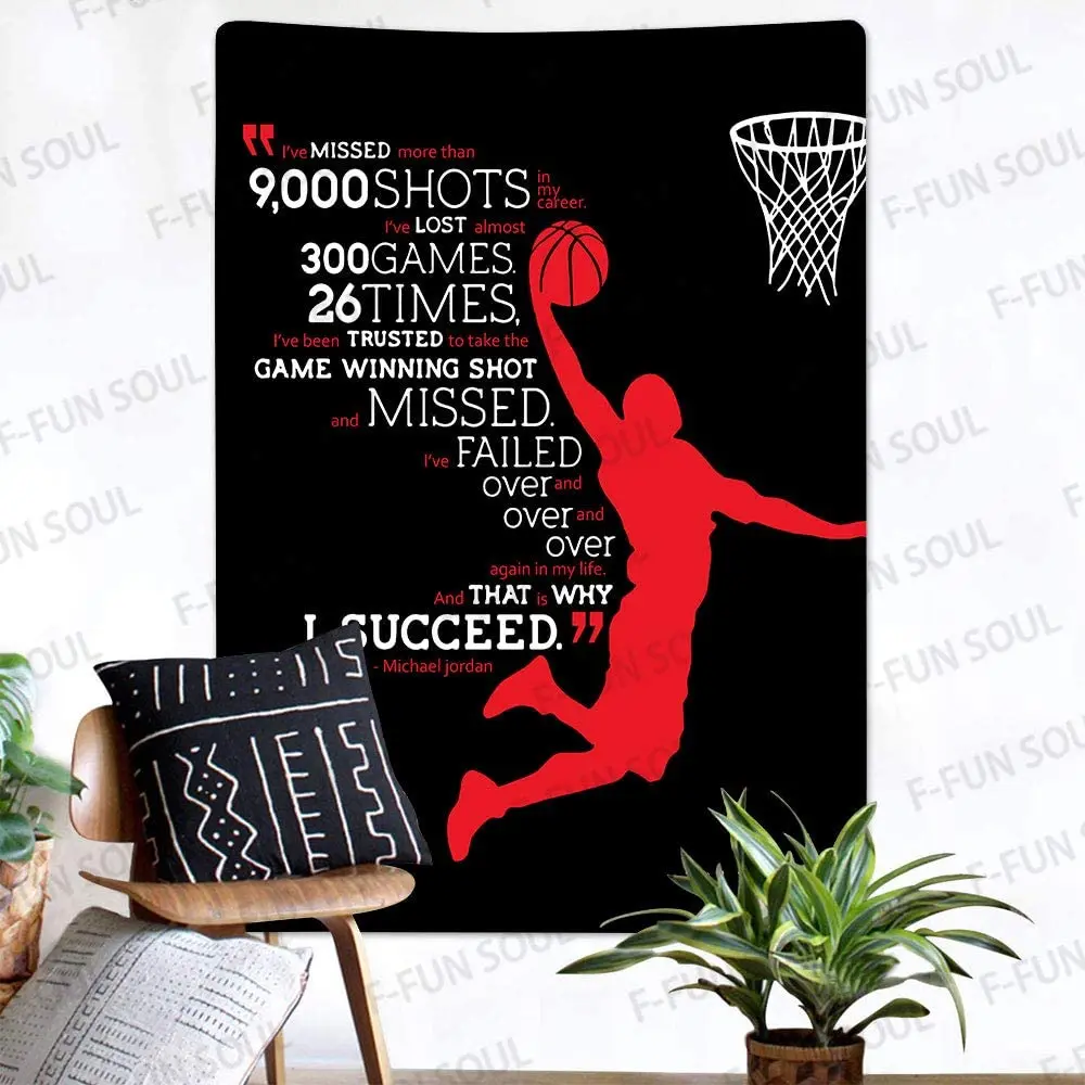 

Basketball Tapestry Saying Wall Hanging for Living Room Bedroom Décor