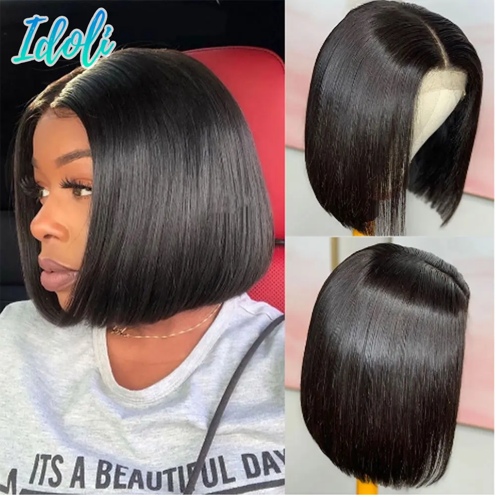 

150% 180% Density Straight Bob Human Hair Wig Brazilian Remy Lace Front Wigs Pre Plucked Lace Closure Wig Blunt Cut Bob Wigs