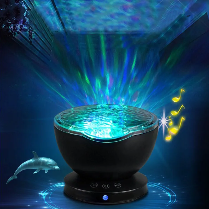 

Ocean Wave Projector Led Night Light Aid Sleeping Romantic Soothing Water Wave USB LED Light Lamp Projector Music Player For Kid