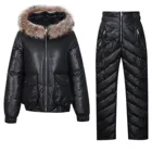 Однотонный лыжный костюм, женский ветрозащитный водонепроницаемый костюм с капюшоном из искусственного меха для сноуборда, куртка и брюки, женский комбинезон, костюмы, парки