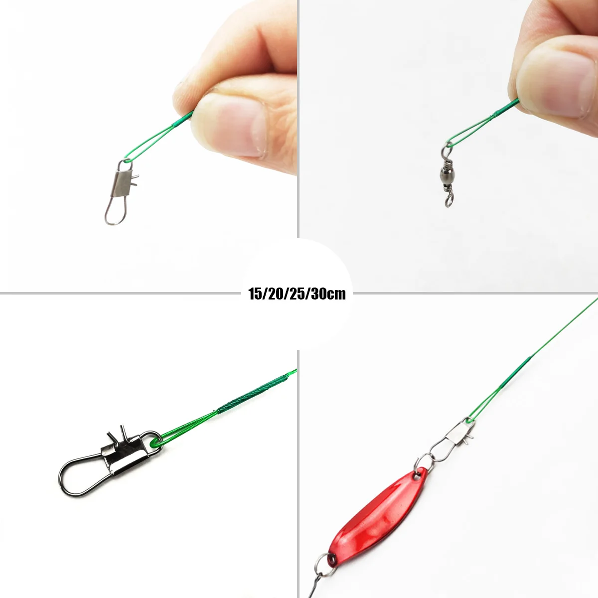 10/20/30PCS Fishing Leash Anti Bite Steel line Steel Wire Leader With Swivel Fishing Accessory Lead Core Leash Fishing Wire