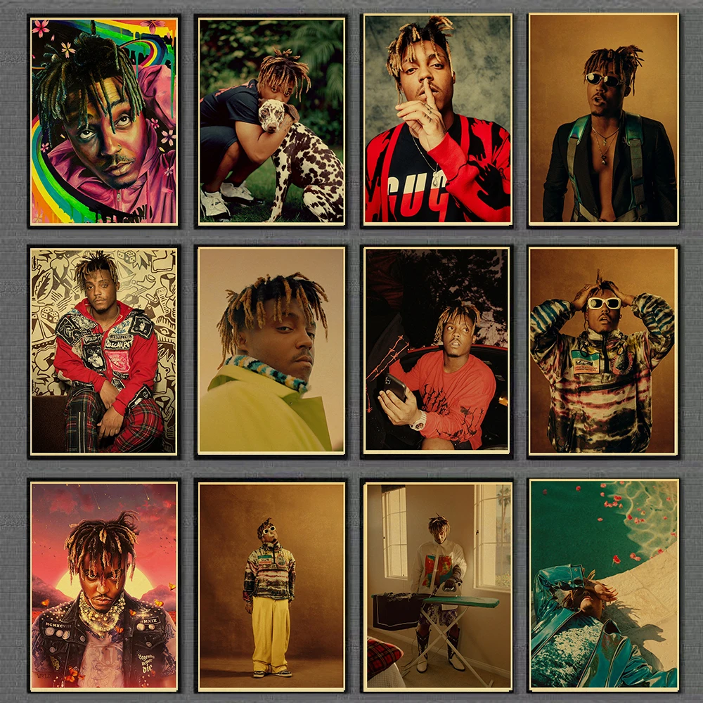 

Vintage Juice Wrld Rapper Fame Hip Hop Rapper Retro Poster For Painting Wall Bar Poster Living Room Home Decor