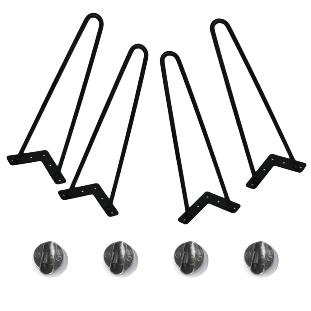 

4 Inch Size Simple Table Bracket Reinforced Metal Table Leg Set U-shaped Simple Style Table Legs(Black)