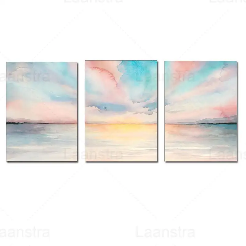 

Abstract Watercolor Painting Seascape Canvas Painting Modern Home Decoration Wall Art Sea Sky Picture for Living Room Bedside