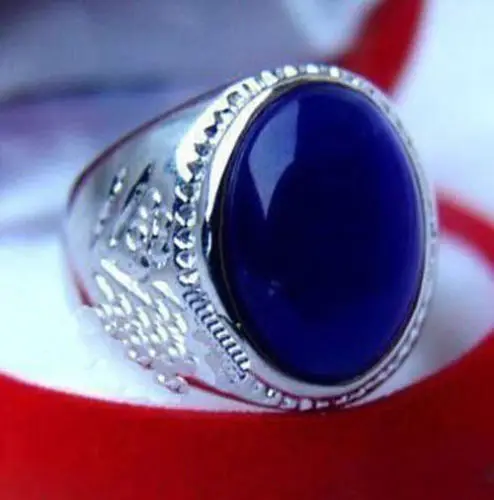 Тибетское серебряное кольцо для мужчин и женщин с голубым камнем 6 #7 #8 #9 #10 #11