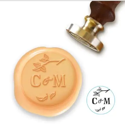 Инициалы с листьями воск печать штамп/индивидуальная восковая