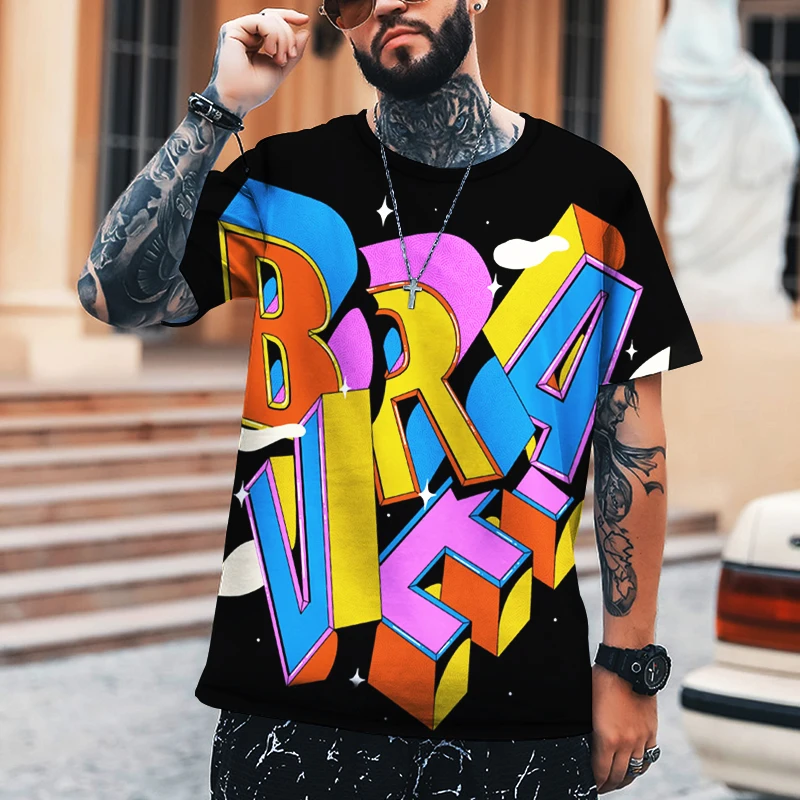 

KYCK Humorous English Words 3D Printing Men’s T-shirts, Street Hip-hop, High-quality Fabrics, Round Neck Tops, Oversize S-9XL