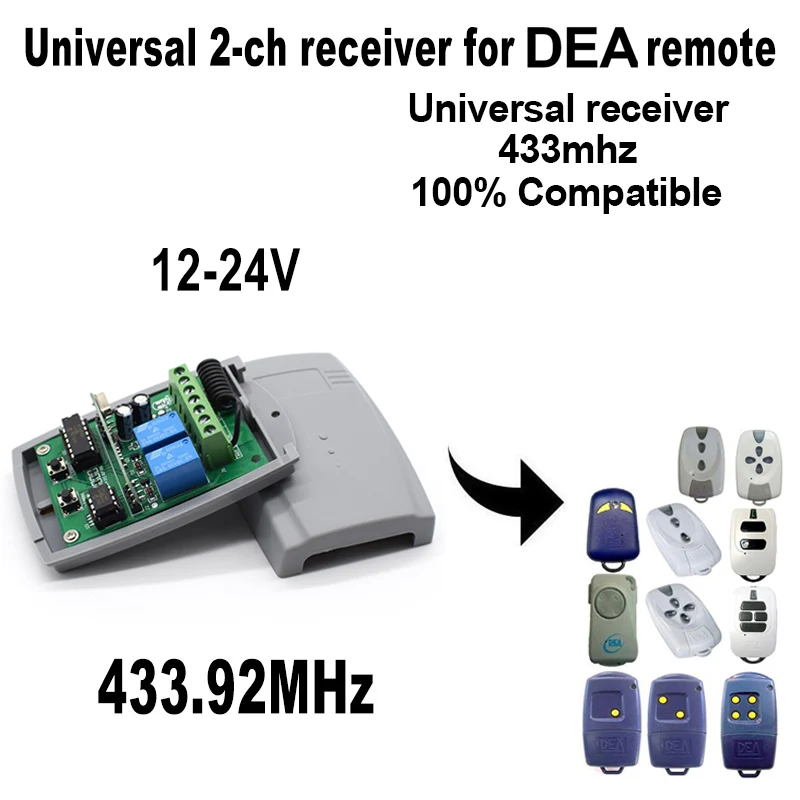 

DEA Remote Control 433mhz Receiver Remote Garage Door 2CH 12 - 24V Remote Control Switch For DEA MIO GT2 GT4 TR2 TR4