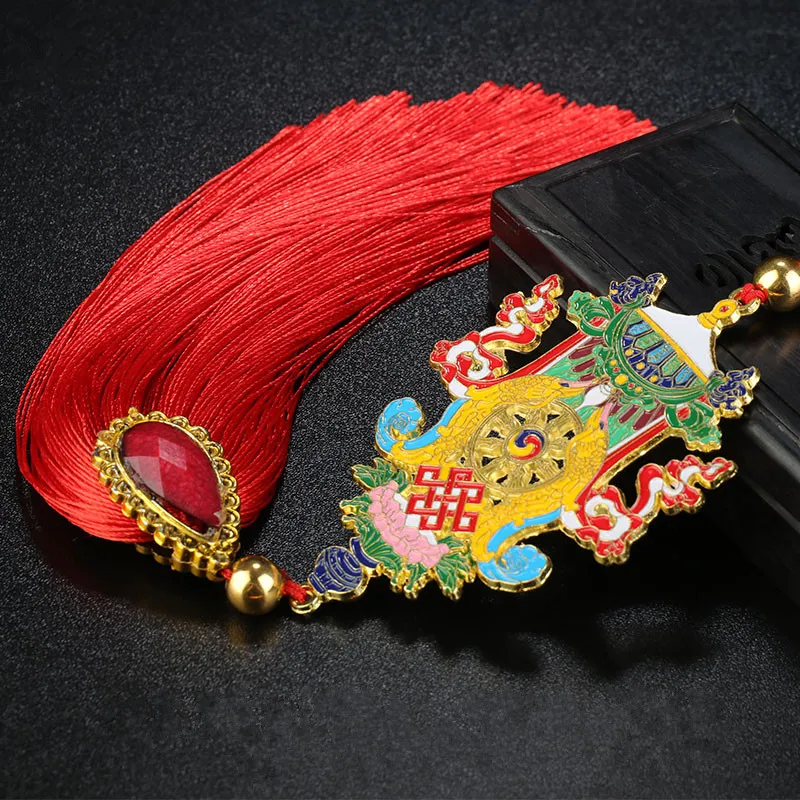 Красный/желтый Восемь благоприятных тибетских металлических украшений для