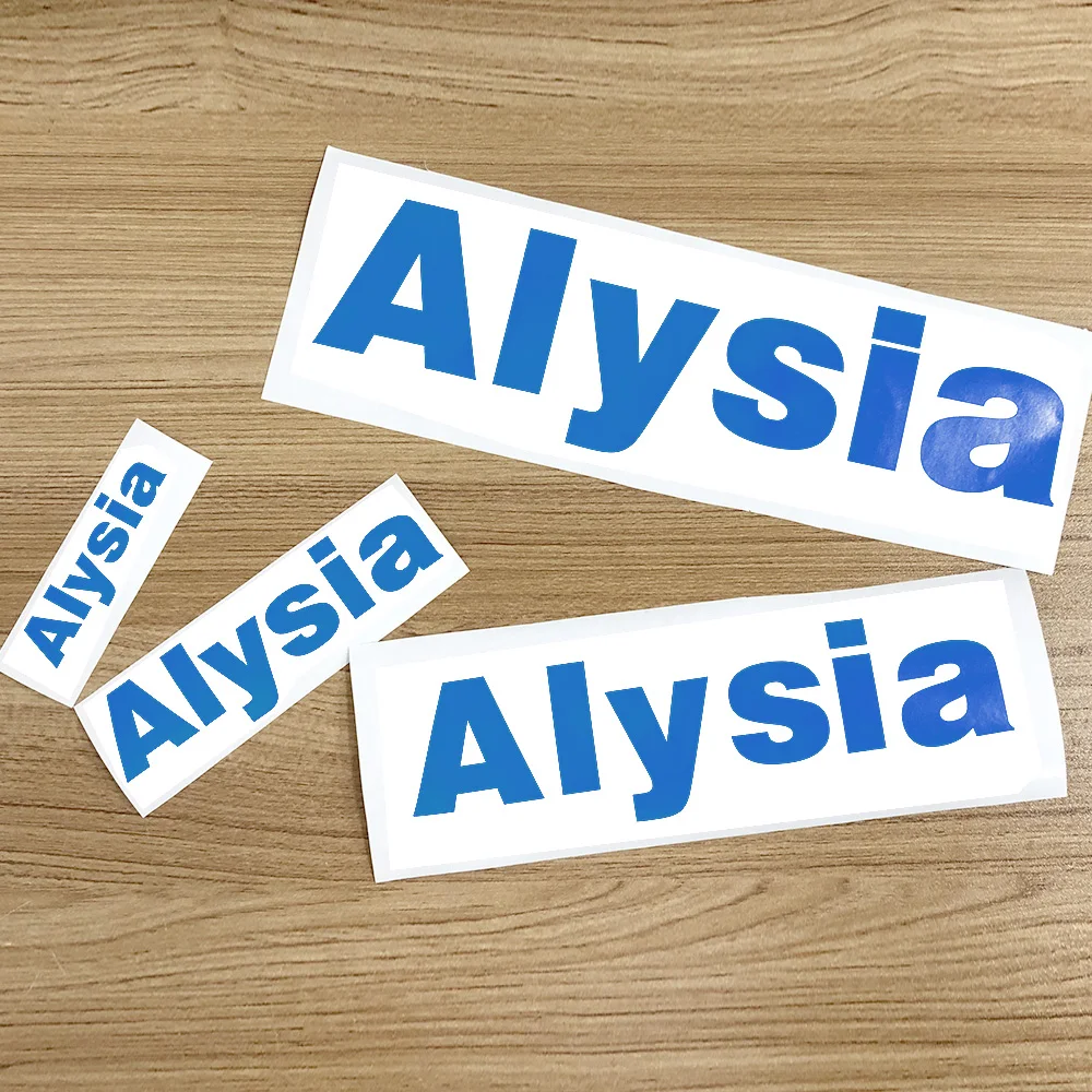 Виниловая наклейка с именем высечки персонализированная синяя матовая этикетка