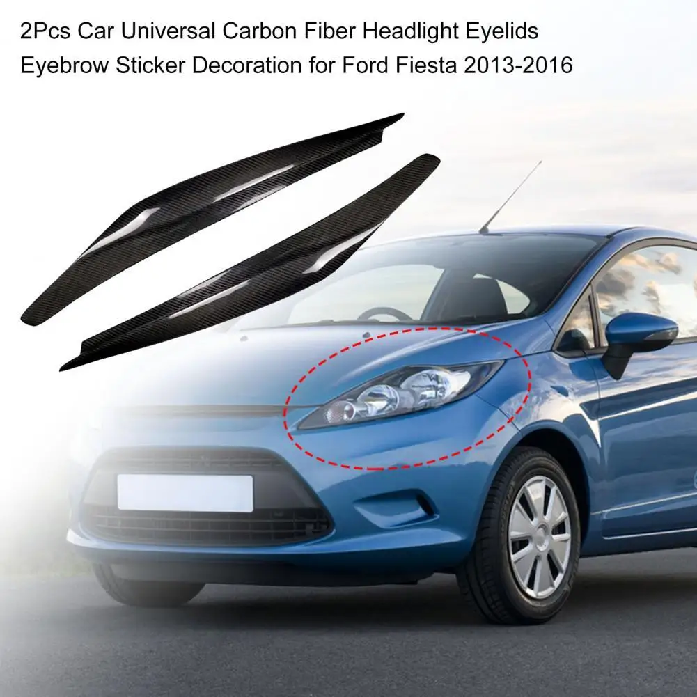 

80% HOT SALESï¼ï¼ï¼2Pcs Car Universal Carbon Fiber Headlight Eyelids Eyebrow Sticker Decoration for Ford Fiesta 2013-2016