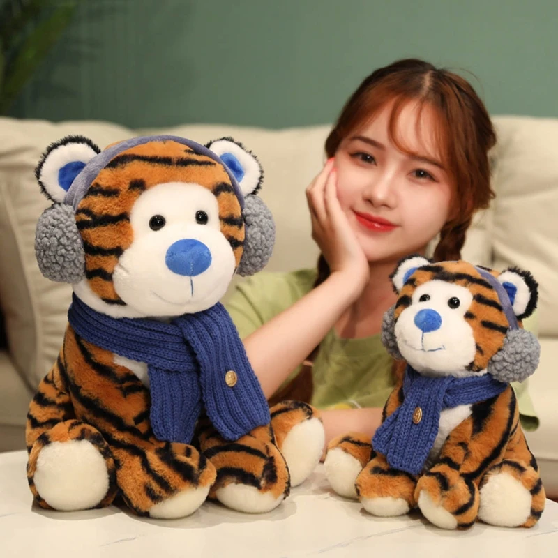 

10/16’’ Plush Doll Stuffed Tiger Soft Toy Room Sofa Decoration Emotion Appease for Kids Office Ornament Automobile Decor