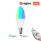 Умная лампа-свеча Tuya Zigbee 3,0, 5 Вт, изменение цвета, RGB, светодиодная лампа E14, приложение Smart Life, дистанционное управление, совместима с Alexa Google Home