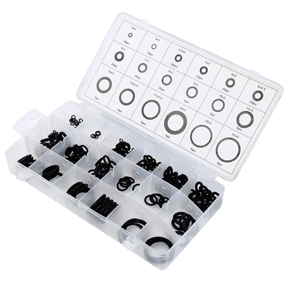 

Hot Universal New tool 18 Sizes 225 x Rubber O Ring O-Ring Washer Gasket Automotive Seals Assortment Black For Car