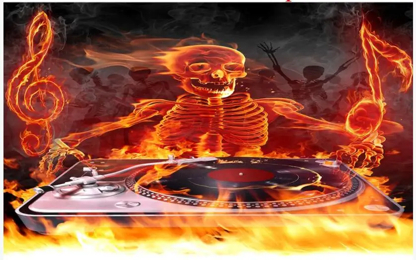 3D-обои WDBH для комнаты под заказ фотообои с изображением огня ноты гитары