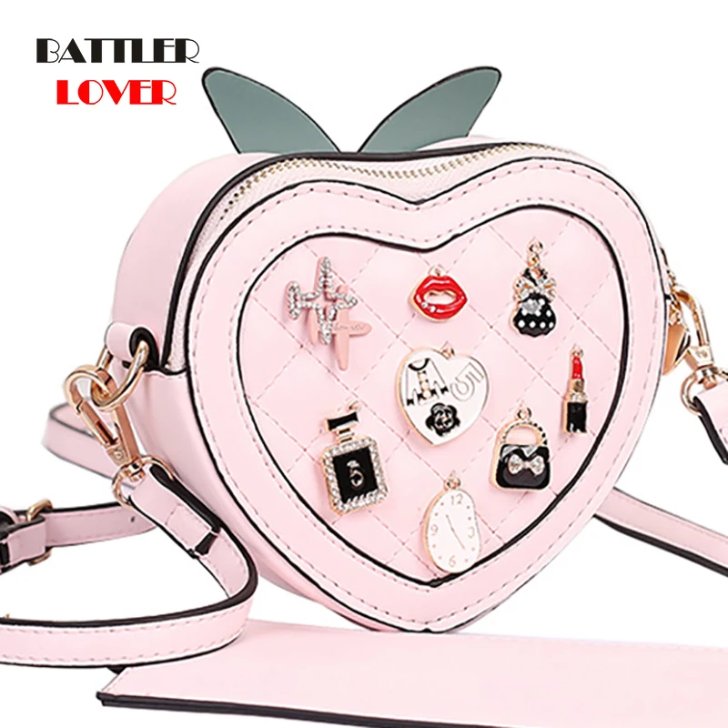 

Women Soft Messenger Bag Creative Heart Shopping Bag 2020 Design One Shoulder Tote Bags for Female New Zipper Ladies Casual