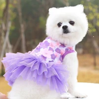 dog dress pet princess dress sweet puppy dresses for dogs and cats wedding party wear summer pet floral gauze dog vest apparel