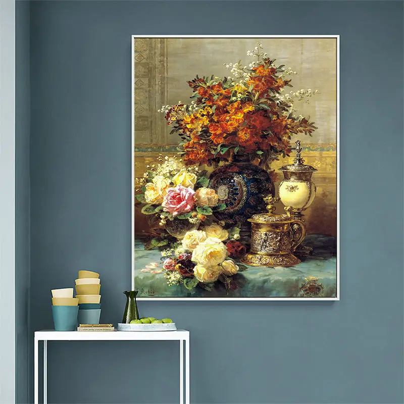 

Europe Classical Retro Flowers Canvas Painting Wall Art Posters and Prints Hallway Pictures for Living Room Home Decor Cuadros