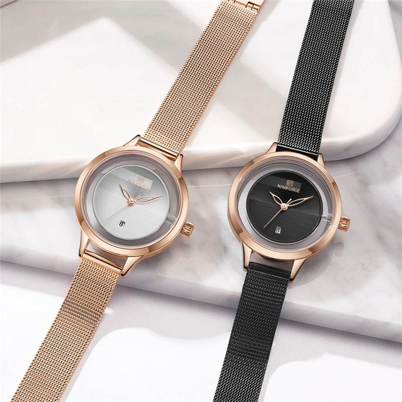 NAVIFORCE Top Luxury Fashion Casual Lady Watch Steel Mesh Quartz Women Dress Waterproof Clock Gift Relogio Feminino | Наручные часы