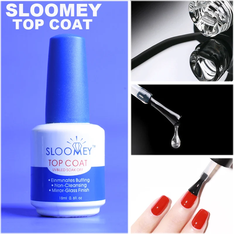 

SLOOMEY 18ml Top Coat UV Gel Nail Polish Professional Mirror Soak Off UV LED Gel Nail Polish Matte No-Wipe Top Coat Nail Gel