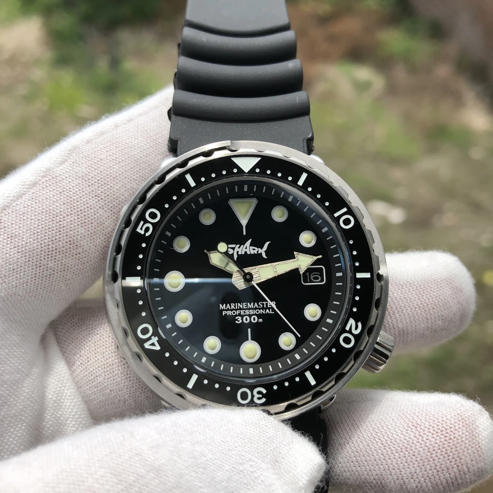 Мужские механические часы STEELDIVE SD1975T с логотипом акулы 300 м для дайвинга NH35