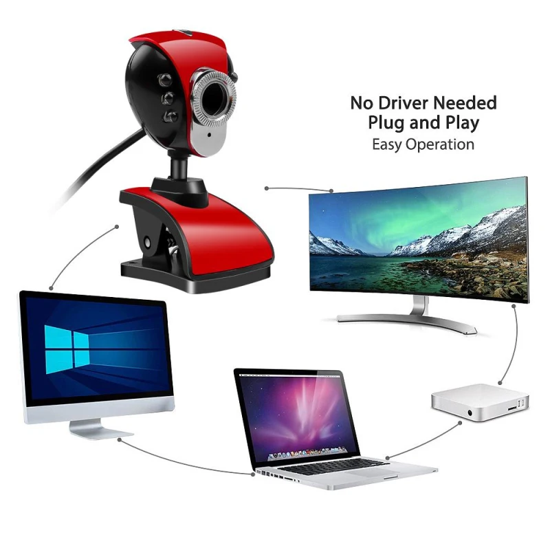 Веб камера HD веб Камера С микрофоном USB Full 300000 пикселей камеры 6 светодиодный свет