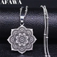 fashion yoga lotus stainless steel necklace for women silver color chain necklace jewelry cadenas de acero inoxidab n3289s01