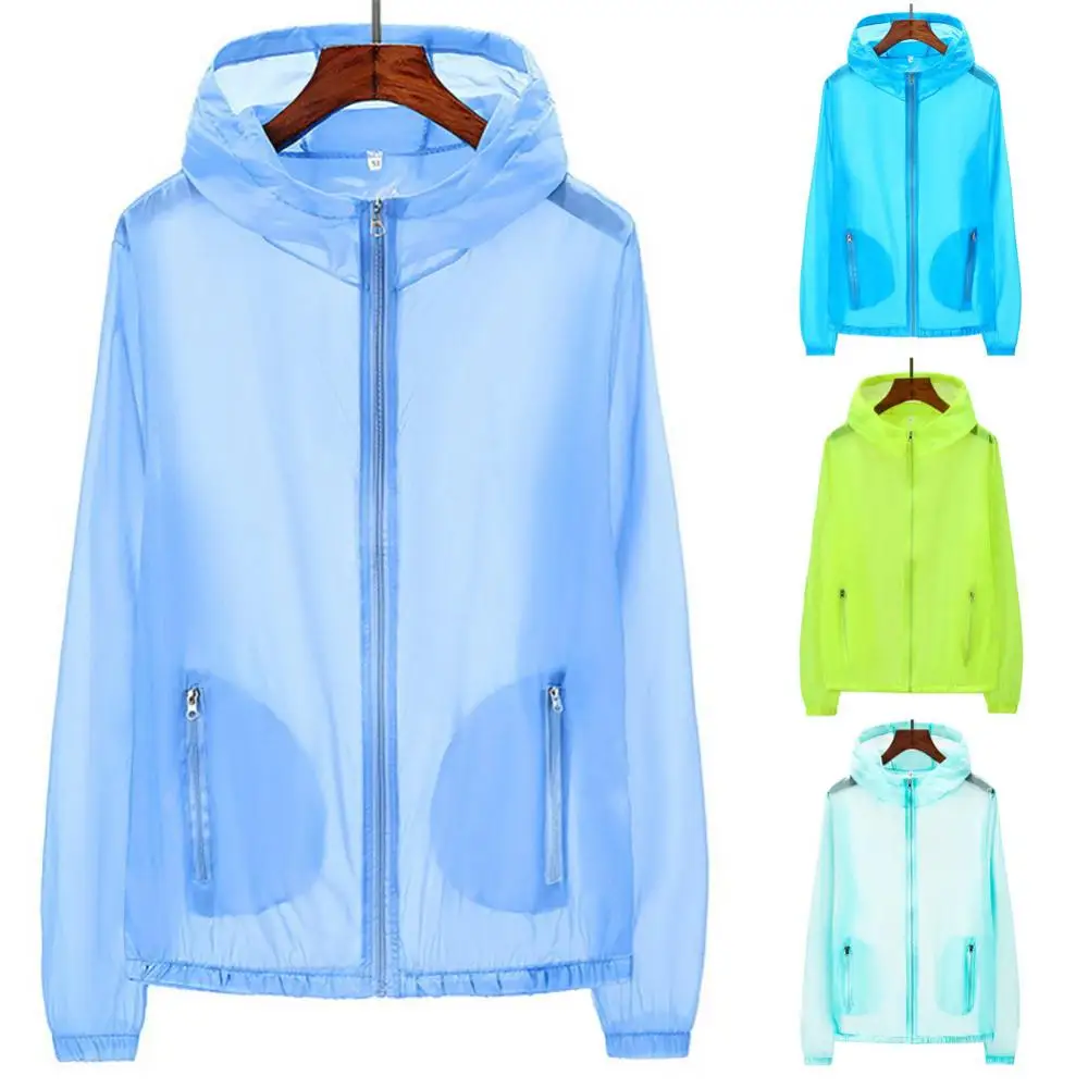 60%HOTUnisex Summer Pockets Zip Hooded Windproof Sun Protection Coat Fishing Jacket