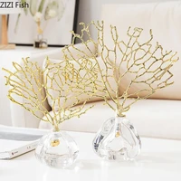 crystal coral bookcase porch decorations electroplating irregular golden coral crafts gifts living room countertop decoration