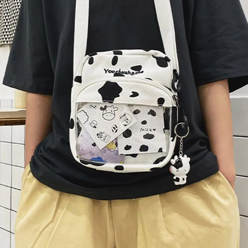 

Women Girls Cartoon Cow Print Shoulder Crossbody Bag Lady Tote Satchel Purse